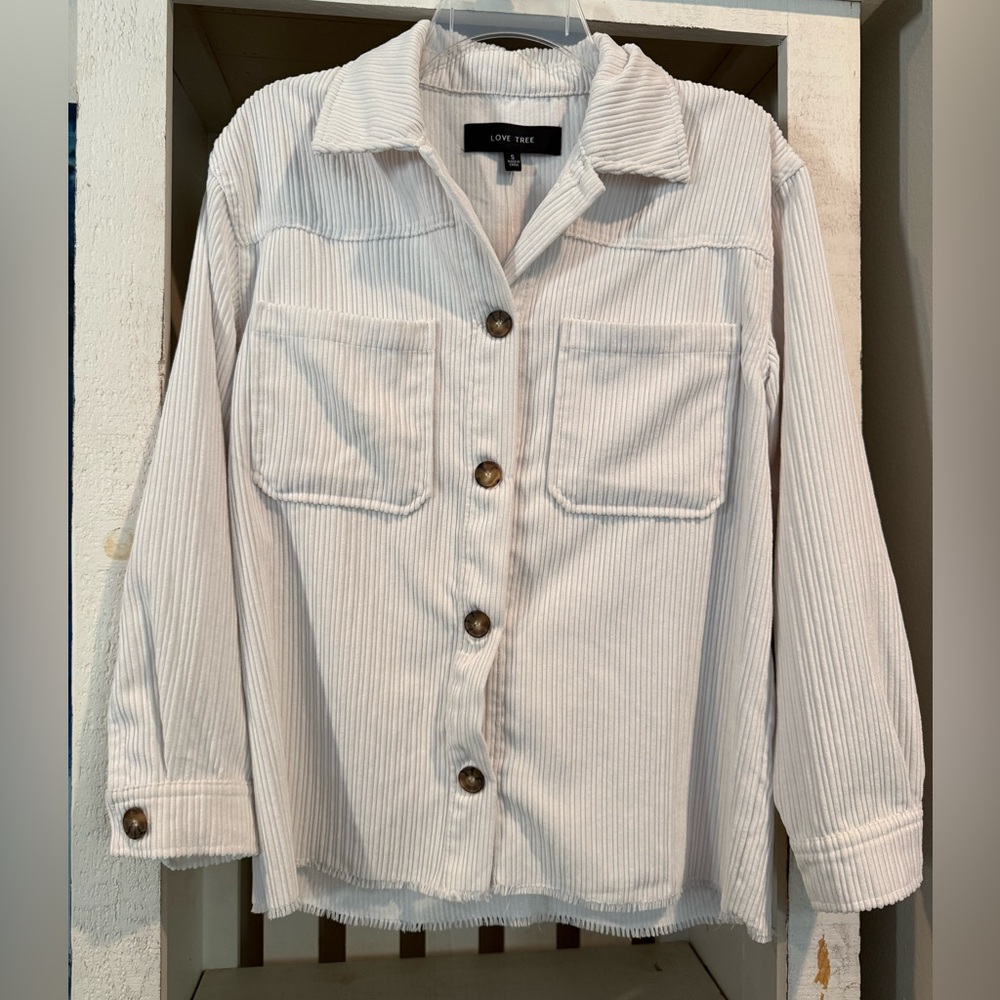 NEW Love Tree Oversized Corduroy Ivory Lightweight Jacket SZ SM